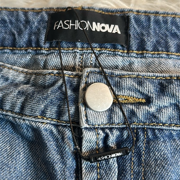 Fashion Nova cargo wide leg denim jeans sz 13 NWOT - Picture 3 of 14